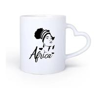 DEBINGY Manico in ceramica a forma di cuore Bicchieri in ceramica per la casa Salone di bellezza per donne africane Africa Love 11oz/320ml per latte, tè, cola, acqua
