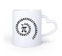 DEBINGY Manico in ceramica a forma di cuore Caffè e bevande calde 3.14 pi greco scienza spirale con cifre matematica matematica 11oz/320ml per tè, caffè, infuso caldo