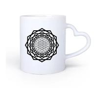 DEBINGY Manico in ceramica a forma di cuore Caffè e bevande calde Fiore della vita Tunnel Geometria sacra Geometrico semplice 11oz/320ml e adatte al microonde