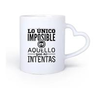 DEBINGY Manico in ceramica a forma di cuore Caffè e bevande calde Lettere spagnole Provalo Citazione motivazionale Niente è impossibile 11oz/320ml per uomo e donna
