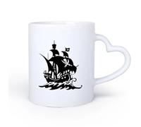 DEBINGY Manico in ceramica a forma di cuore Caffè e bevande calde Nave corsara a vela pirata capitano teschio ossa incrociate 11oz/320ml Ottimo regalo per gli innamorati