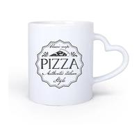 DEBINGY Manico in ceramica a forma di cuore Caffè e bevande calde Ricette classiche per pizza Ristorante pizzeria italiano Pizzeria 11oz/320ml Ideale per casa e ufficio