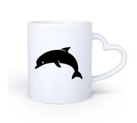 DEBINGY Manico in ceramica a forma di cuore Personalizzata Tazze Delfino Animale Marino Museo Marino Stanza dei Bambini 11oz/320ml Cappuccino, latte macchiato, tè, espresso