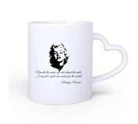 DEBINGY Manico in ceramica a forma di cuore Personalizzata Tazze Parole ispiratrici dietro il sorriso sotto il trucco 11oz/320ml Ottimo per casa, ufficio, bar, idee regalo