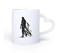 DEBINGY Manico in ceramica a forma di cuore Personalizzata Tazze silhouette mummia che cammina nell'Egitto creatura mitica solo 11oz/320ml Ideale per casa e ufficio