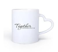 DEBINGY Manico in ceramica a forma di cuore Tazza - Ceramica Stare insieme è il nostro posto preferito. Famiglia, matrimonio, amore, citazioni ispiratrici. 11oz/320ml per ufficio, casa