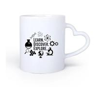 DEBINGY Manico in ceramica a forma di cuore Tazza - Ceramica Strumenti per esperimenti di laboratorio di esplorazione scientifica Apprendimento Scoperta Esplorazione 11oz/320ml Ristorante, ufficio