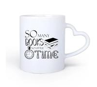 DEBINGY Manico in ceramica a forma di cuore Tazza - Ceramica Troppi libri nelle librerie e troppo poco tempo per leggere i libri delle biblioteche scolastiche 11oz/320ml per espresso