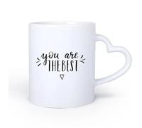 DEBINGY Manico in ceramica a forma di cuore Tazza - Ceramica una frase scritta a mano sei il migliore frase motivante e ispiratrice scritta a mano 11oz/320ml per casa o lavoro