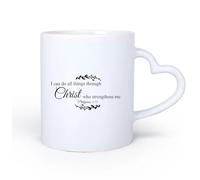 DEBINGY Manico in ceramica a forma di cuore Tazza da caffè elegante Io posso ogni cosa in colui che mi fortifica Filippesi 4:13 11oz/320ml e bevande calde, espresso