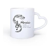 DEBINGY Manico in ceramica a forma di cuore Tazza da caffè elegante La musica è la medicina dell'anima. La musica è perfetta. 11oz/320ml Porcellana fine ceramica