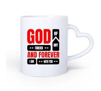 DEBINGY Manico in ceramica a forma di cuore Tazza da caffè Il mio Dio è con te sempre e per sempre citazioni ispiratrici versetti della Bibbia cristiani 11oz/320ml per espresso