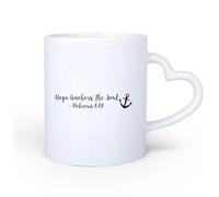 DEBINGY Manico in ceramica a forma di cuore Tazza da caffè in ceramica La speranza ancora l'anima Versetto della Bibbia Ebrei 6:19 11oz/320ml Ottimo regalo per gli innamorati