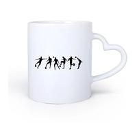 DEBINGY Manico in ceramica a forma di cuore Tazza da caffè in ceramica Set di sagome di giocatori di calcio, bambini, sport, casa 11oz/320ml Ottimo regalo per gli innamorati