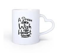 DEBINGY Manico in ceramica a forma di cuore Tazza da caffè in ceramica un sogno è un desiderio espresso dal tuo cuore citazioni tipografiche 11oz/320ml Ristorante, ufficio