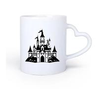 DEBINGY Manico in ceramica a forma di cuore Tazza da caffè in ceramica una classica silhouette di un castello da favola perfetto 11oz/320ml per espresso, set da tè