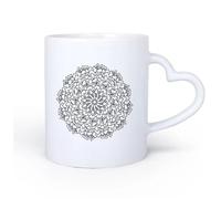 DEBINGY Manico in ceramica a forma di cuore Tazza da caffè mandala astratto di varie forme geometriche a forma di cerchio con vari motivi 11oz/320ml Ristorante, ufficio
