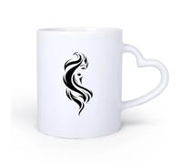 DEBINGY Manico in ceramica a forma di cuore Tazza da caffè Ragazza con un bel viso, ragazza con un fascino sexy, bellezza, trucco, parrucchiere, barbiere 11oz/320ml per casa o lavoro