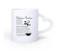 DEBINGY Manico in ceramica a forma di cuore Tazza da caffè Ricetta della cucina Torta bretone Parola francese Ristorante Panetteria Cucina Chef 11oz/320ml Ristorante, ufficio