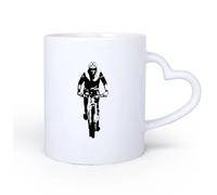 DEBINGY Manico in ceramica a forma di cuore Tazza da tè e caffè alla moda Bicicletta Ciclista Ciclismo Sport Sport estremi Bici Unico 11oz/320ml Ottimo regalo per gli innamorati