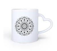 DEBINGY Manico in ceramica a forma di cuore Tazza da tè e caffè alla moda Invito astratto con motivo floreale minimale di forme geometriche 11oz/320ml per uomo e donna