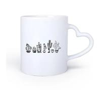 DEBINGY Manico in ceramica a forma di cuore Tazza da tè e caffè alla moda Serie Cactus Piante Fiori del Deserto Sala Giochi per Bambini 11oz/320ml Bar o regalo