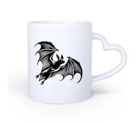 DEBINGY Manico in ceramica a forma di cuore Tazza da tè e caffè alla moda un pipistrello che vola in aria con le ali spiegate 11oz/320ml Lavabile in lavastoviglie