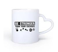 DEBINGY Manico in ceramica a forma di cuore Tazza da tè È più forte delle tue scuse? Centro fitness con manubri Esercizi di allenamento 11oz/320ml per espresso