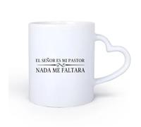 DEBINGY Manico in ceramica a forma di cuore Tazza da tè Il Signore è il mio pastore Citazioni cristiane spagnole El Enor Es Mi Pastor Nada Me Faltara Citazioni di Dio 11oz/320ml Ristorante, ufficio