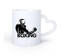 DEBINGY Manico in ceramica a forma di cuore Tazza da tè in ceramica Sport Boxe Parola Pugile Combattimento Combattente Clubhouse 11oz/320ml per latte, tè, cola, acqua