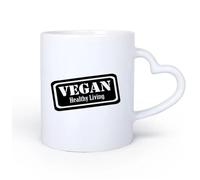 DEBINGY Manico in ceramica a forma di cuore Tazza da tè o caffè originale Cucina a tema vegetariano Vita sana Parole Mangiare 11oz/320ml Un bel regalo di Natale