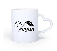 DEBINGY Manico in ceramica a forma di cuore Tazza da tè o caffè originale Modello Vegetariano Verdure Stile di vita Foglie Sano 11oz/320ml e bevande calde, espresso