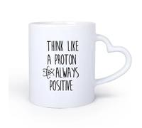 DEBINGY Manico in ceramica a forma di cuore Tazza in ceramica La scienza pensa come un protone, parole motivazionali sempre positive e incoraggianti 11oz/320ml Bar o regalo