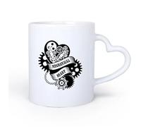 DEBINGY Manico in ceramica a forma di cuore Tazza in ceramica per caffè, tè e cacao Garage Cuore Meccanico Steampunk Motore Fantastico 11oz/320ml per Tè, caffè e bevande calde