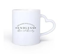 DEBINGY Manico in ceramica a forma di cuore Tazza in ceramica per caffè, tè e cacao La lavanderia è piena di amore infinito e bucato 11oz/320ml Un bel regalo di Natale