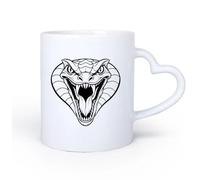 DEBINGY Manico in ceramica a forma di cuore Tazza in ceramica per caffè, tè e cacao un cartone animato di una testa di cobra 11oz/320ml Lavabile in lavastoviglie e adatto al microonde