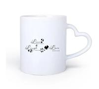DEBINGY Manico in ceramica a forma di cuore Tazza in ceramica per casa e ufficio Vita Risate Amore Citazioni Piccioncini 11oz/320ml Lavabile in lavastoviglie e adatto al microonde