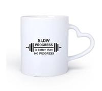 DEBINGY Manico in ceramica a forma di cuore Tazza in ceramica Un progresso lento è meglio di nessun progresso Fitnesscenter e sollevamento pesi 11oz/320ml per espresso