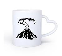 DEBINGY Manico in ceramica a forma di cuore Tazza in porcellana Sala studio sul vulcano, dormitorio turistico per l'eruzione del vulcano di montagna 11oz/320ml Ristorante, ufficio