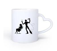 DEBINGY Manico in ceramica a forma di cuore Tazza, tazza da caffè/tè Parrucchiere Stilista Barbiere Estetista Donna Parrucchiere 11oz/320ml per tè, caffè, infuso caldo