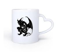 DEBINGY Manico in ceramica a forma di cuore Tazza, tazza da caffè/tè sagoma gargoyle creatura mitica mostro solo nel gioco mmorpg 11oz/320ml Porcellana fine ceramica