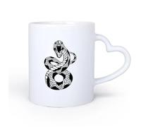 DEBINGY Manico in ceramica a forma di cuore Tazze bianche Animale Natura selvaggia Prateria Foresta Bosco Mezzanotte Serpente Orrore Animale 11oz/320ml per ufficio, casa