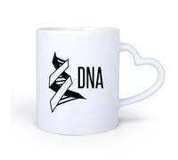 DEBINGY Manico in ceramica a forma di cuore Tazze bianche Laboratorio di Scienze Genealogia Biologia Lettere Molecole di DNA Scuola 11oz/320ml Lavabile in lavastoviglie