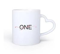DEBINGY Manico in ceramica a forma di cuore Tazze bianche un anno bellissimo saluto graffiato calligrafia parola scritta a mano moderna lettering pennello 11oz/320ml Ristorante, ufficio