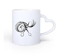 DEBINGY Manico in ceramica a forma di cuore Tazze con manico comodo Forbici per capelli, salone di bellezza, barbiere, stilista 11oz/320ml per espresso, set da tè