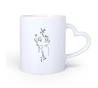 DEBINGY Manico in ceramica a forma di cuore Tazze con manico comodo Salone di bellezza astratto Spa Fila Donne Ragazze Viso Moda 11oz/320ml per tè, cioccolata calda