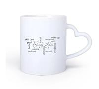 DEBINGY Manico in ceramica a forma di cuore Tazze con manico comodo Salone di bellezza Cool Words Hair And Beauty Studio 11oz/320ml Cappuccino, latte macchiato, tè, espresso