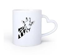 DEBINGY Manico in ceramica a forma di cuore Tazze da caffè con manico Parco zoologico con tema della giungla Giraffe Head Safari 11oz/320ml per caffè, avena, tè, facile da pulire