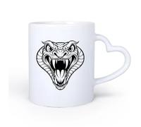 DEBINGY Manico in ceramica a forma di cuore Tazze da caffè con manico un cartone animato di una testa di cobra con la bocca aperta 11oz/320ml per caffè, avena, tè, facile da pulire