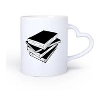 DEBINGY Manico in ceramica a forma di cuore Tazze da caffè e tè Bambini della scuola con una pila di libri nell'angolo lettura della biblioteca 11oz/320ml per casa e ufficio